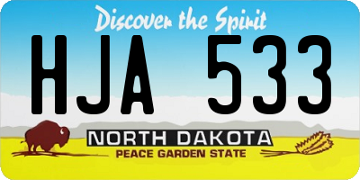 ND license plate HJA533