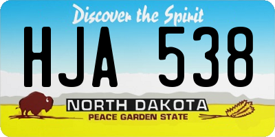 ND license plate HJA538