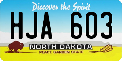 ND license plate HJA603