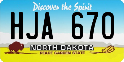 ND license plate HJA670