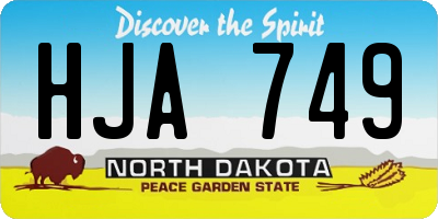 ND license plate HJA749