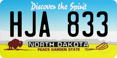 ND license plate HJA833