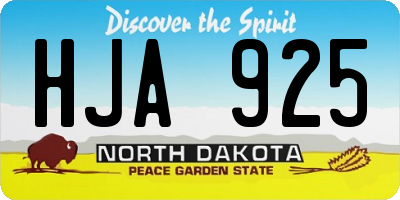 ND license plate HJA925