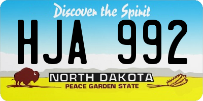 ND license plate HJA992