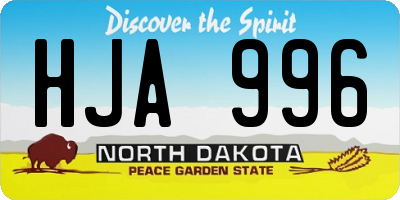 ND license plate HJA996