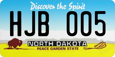 ND license plate HJB005