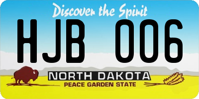 ND license plate HJB006