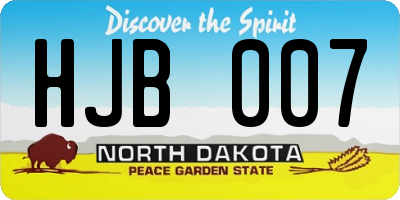 ND license plate HJB007