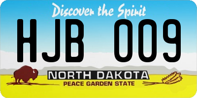 ND license plate HJB009