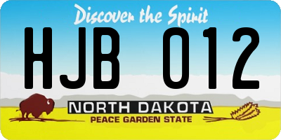 ND license plate HJB012