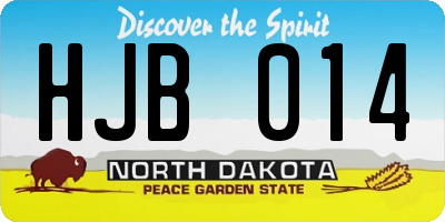 ND license plate HJB014