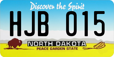 ND license plate HJB015