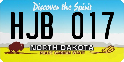 ND license plate HJB017