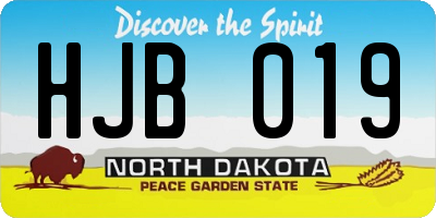 ND license plate HJB019