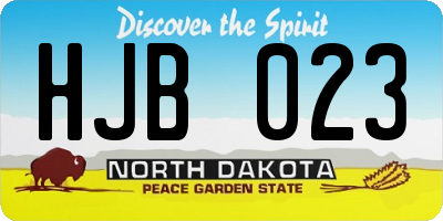 ND license plate HJB023