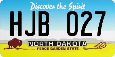 ND license plate HJB027