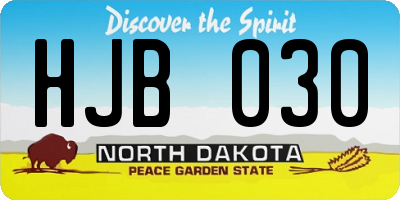 ND license plate HJB030