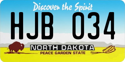ND license plate HJB034