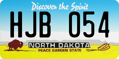 ND license plate HJB054