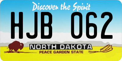 ND license plate HJB062