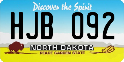 ND license plate HJB092