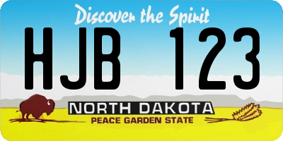 ND license plate HJB123