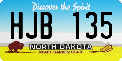 ND license plate HJB135