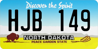 ND license plate HJB149