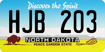 ND license plate HJB203
