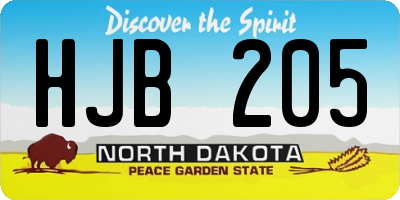 ND license plate HJB205