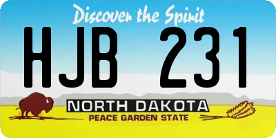 ND license plate HJB231