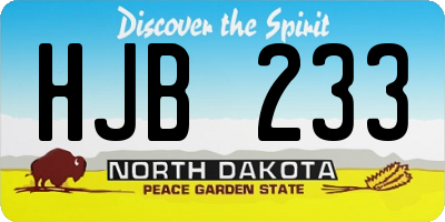 ND license plate HJB233