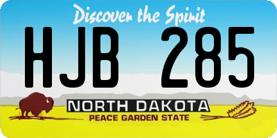 ND license plate HJB285
