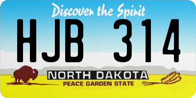 ND license plate HJB314