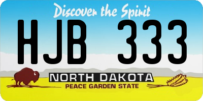 ND license plate HJB333