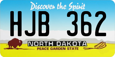 ND license plate HJB362