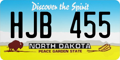 ND license plate HJB455