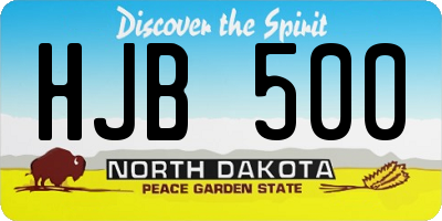 ND license plate HJB500