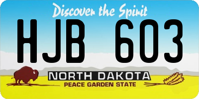 ND license plate HJB603