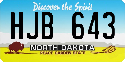 ND license plate HJB643