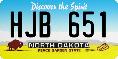 ND license plate HJB651