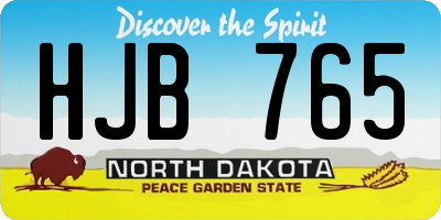 ND license plate HJB765
