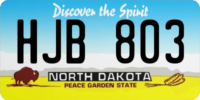 ND license plate HJB803