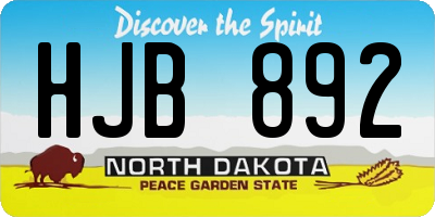 ND license plate HJB892