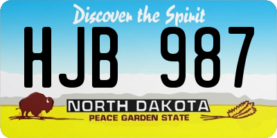ND license plate HJB987