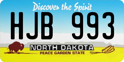 ND license plate HJB993