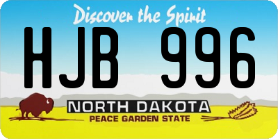 ND license plate HJB996