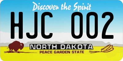 ND license plate HJC002