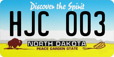 ND license plate HJC003