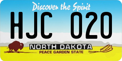 ND license plate HJC020